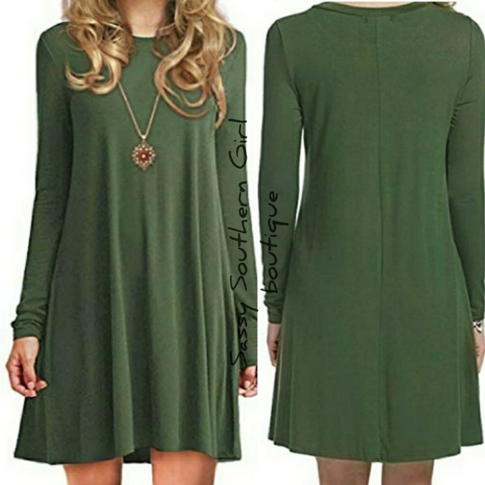 🆕⭐Army green simple t-shirt dress